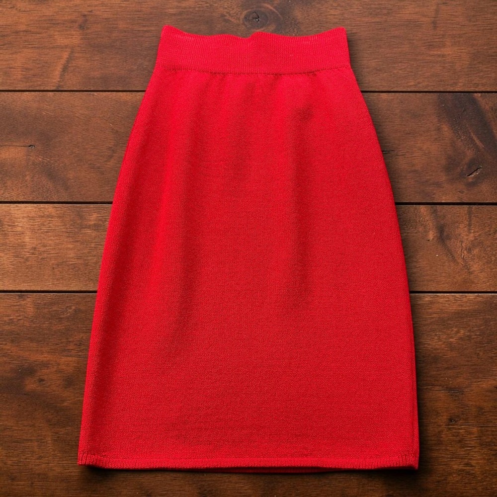 Vintage USA Marie St John Signature Santana Knit Pencil Skirt Red Womens Size 4